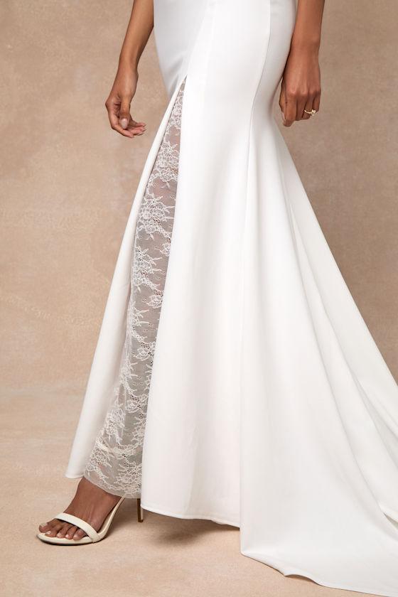 Esmeralda White Lace Mermaid Maxi Dress Product Image