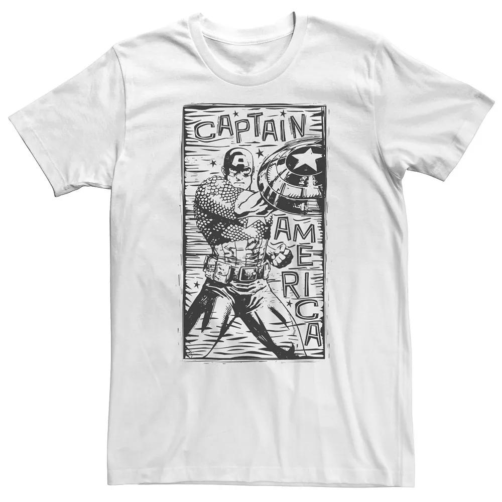 Big & Tall Marvel Captain America Woodcut Blue Portrait Tee, Men's,  Product Image