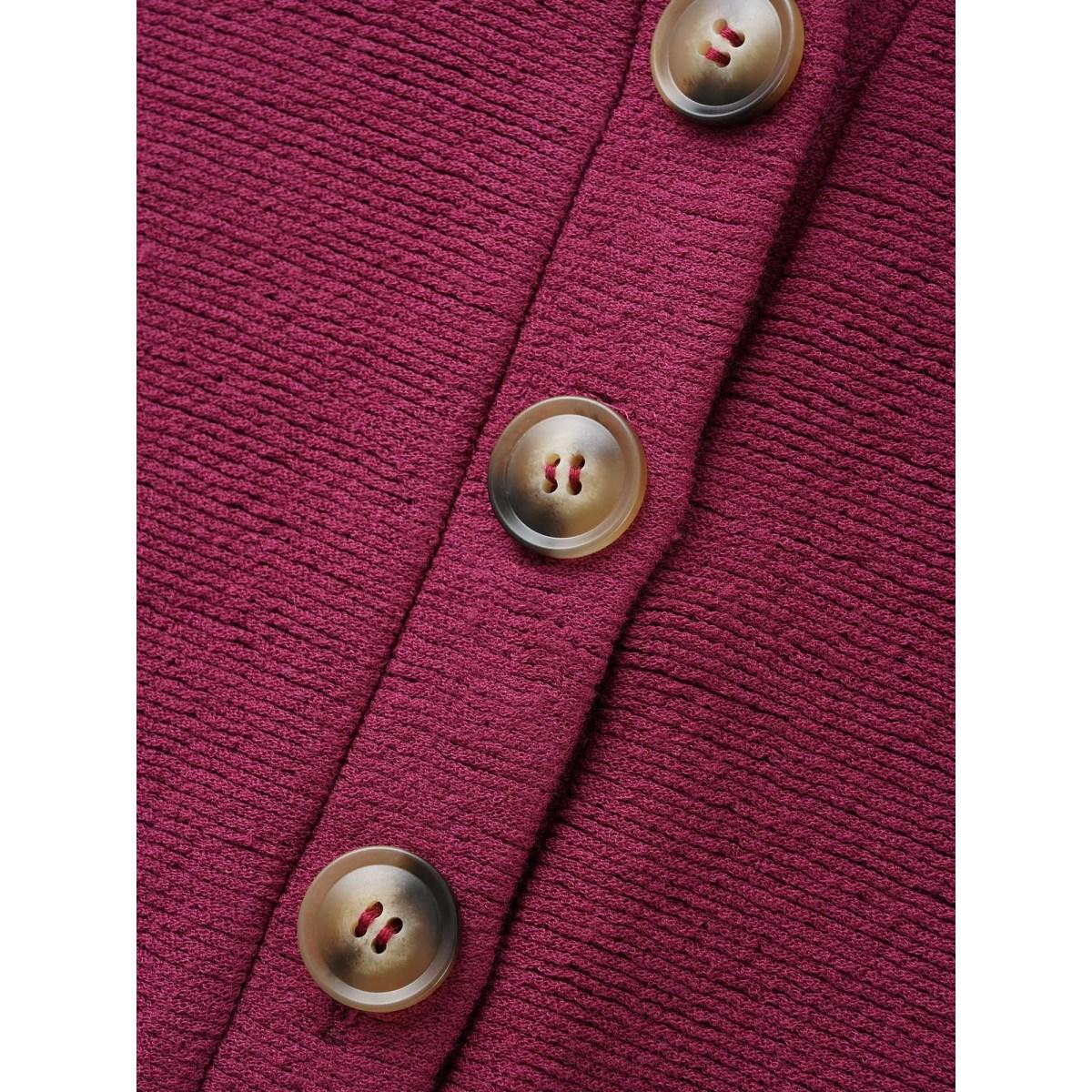 Plus Size Solid Button Up Hooded Drawstring Sweatshirt Women RedViolet Casual Texture Hooded Everyday Sweatshirts BloomChic 30/6X Product Image