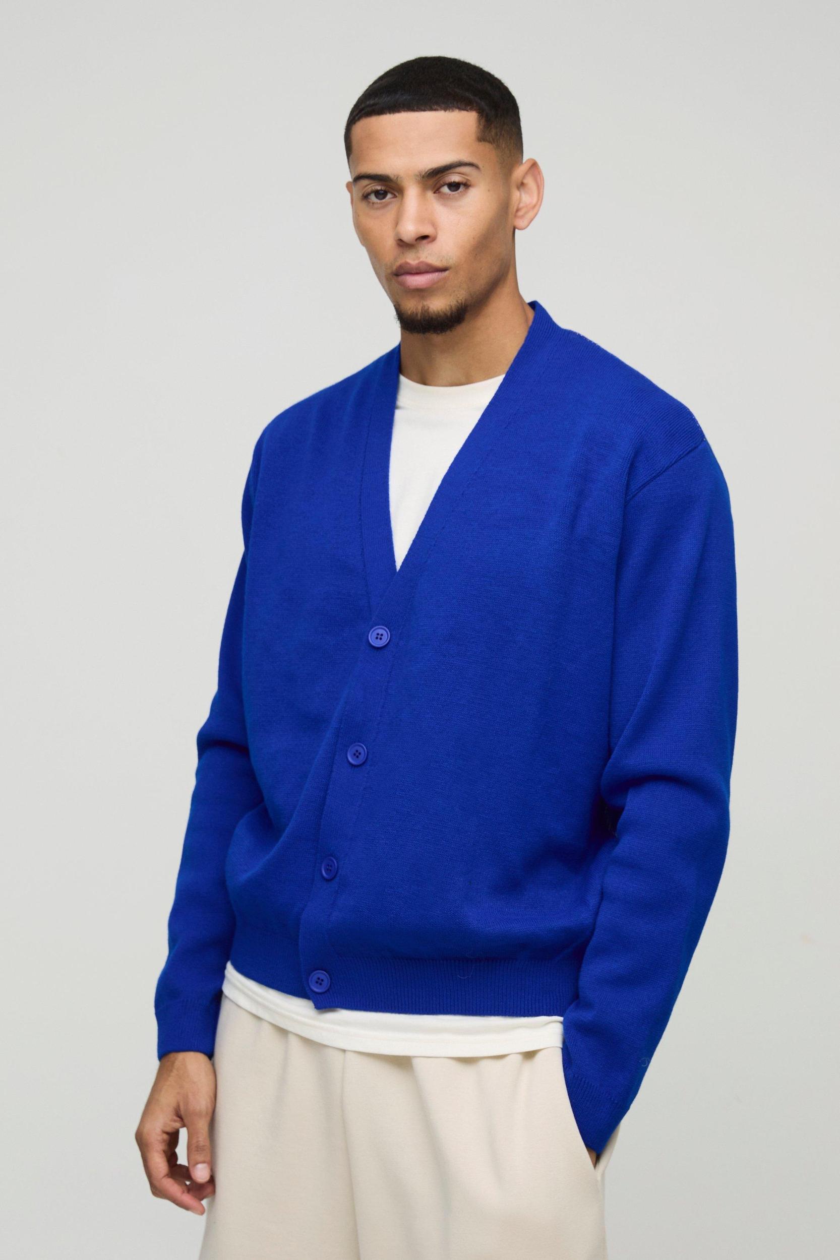 Boxy Cross Graphic Knitted Cardigan | boohooMAN USA Product Image