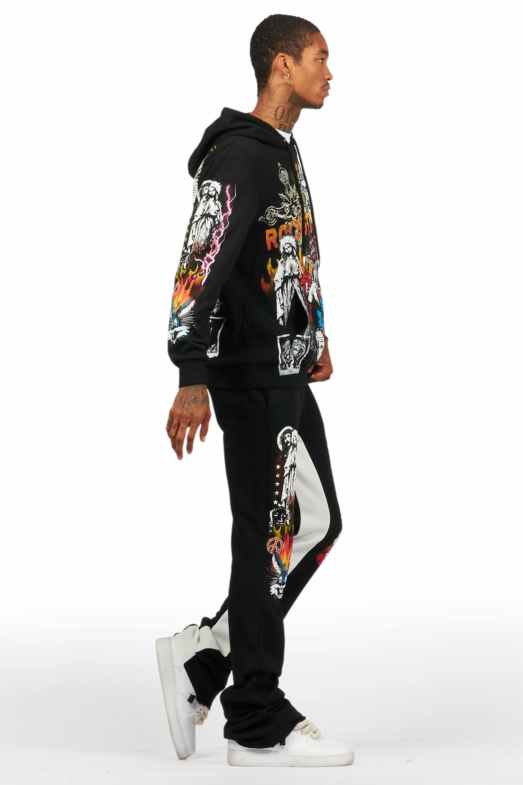 Santos Black Hoodie/Baggy Track Pant Set Male Product Image