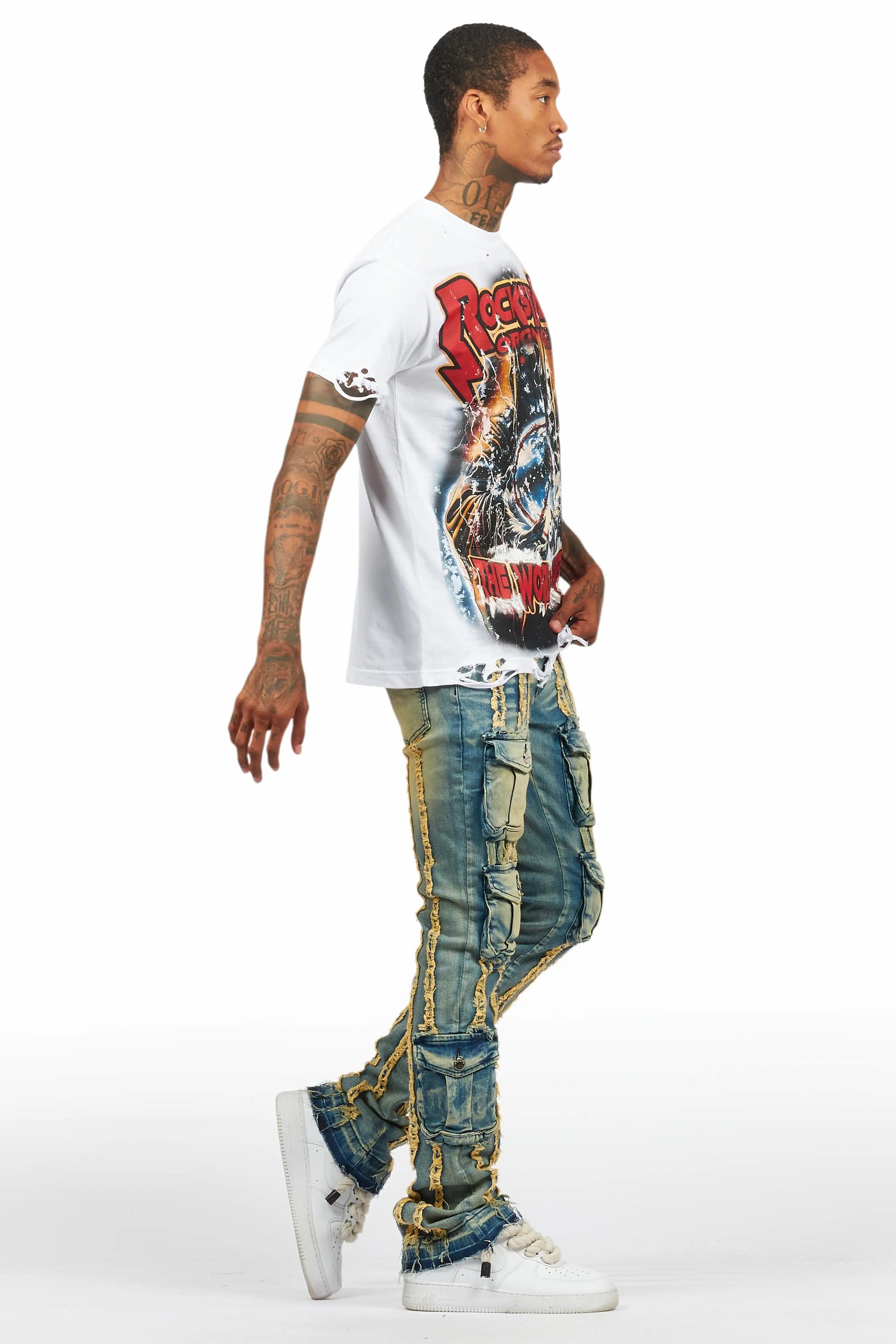 Frey Blue Stacked Flare Jean Male Product Image