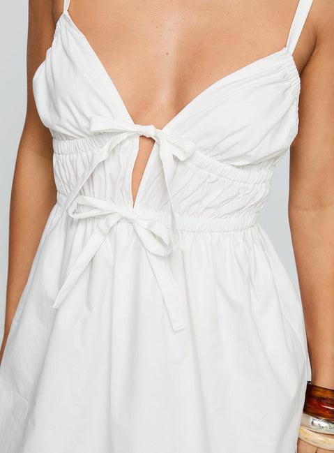 Viviette Ruched Mini Dress White Product Image