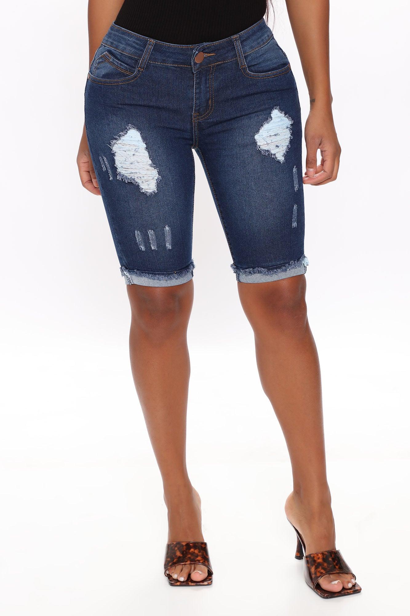 Hold Me Closer Booty Lifting Denim Bermudas - Dark Wash Product Image