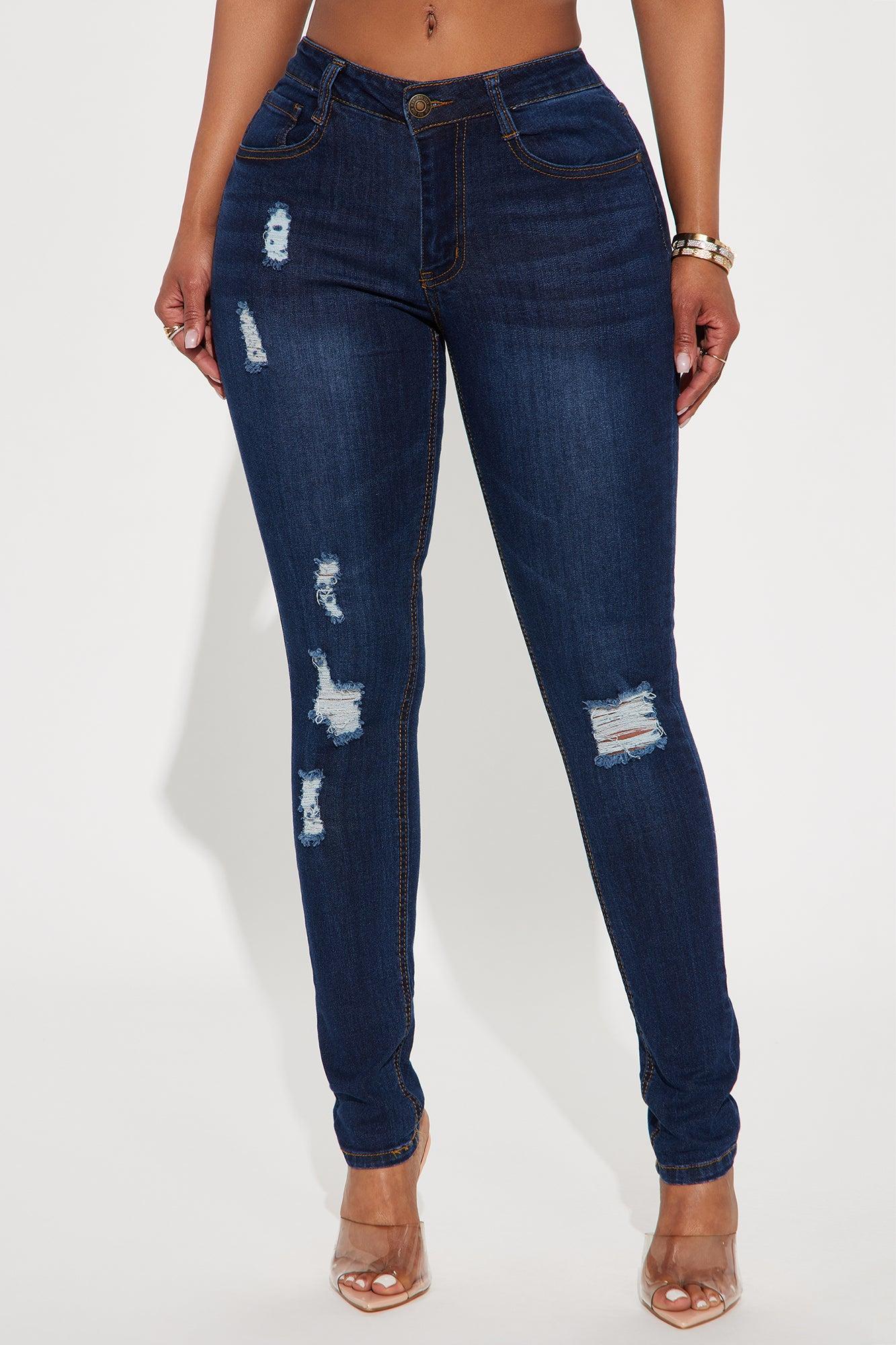 Saturday Nights Ripped Mid Rise Skinny Jeans - Dark Wash Product Image