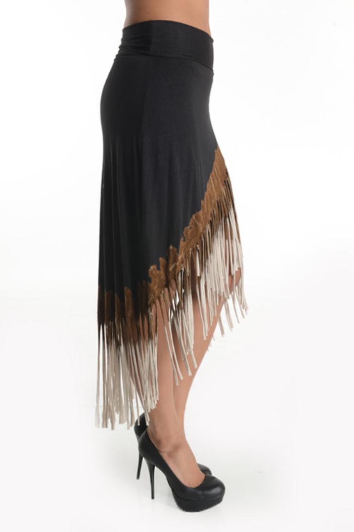 High Low Fringe Western Skirt Product Image