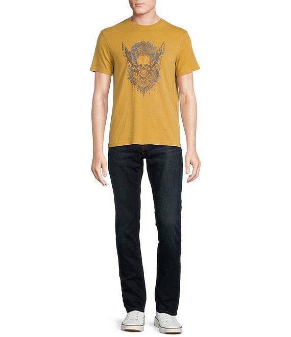 Cremiuex Premium Denim Skull Wing Graphic Short Sleeve T-Shirt Product Image