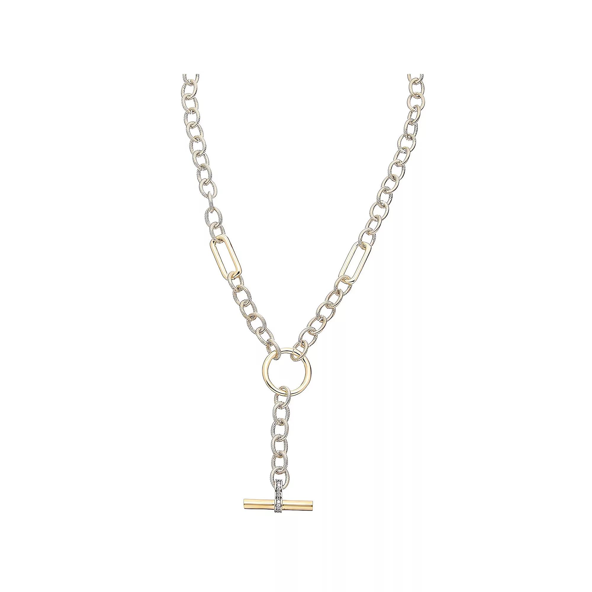 Juvell 18k Gold Plated Cubic Zirconia Link Y-Necklace, Women's, Size: 18-20" ADJ, Two Tone Product Image