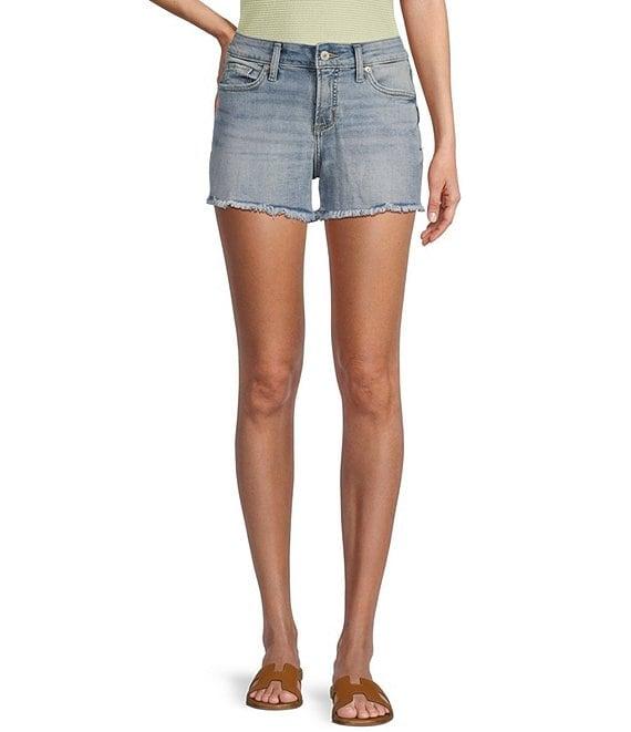 Silver Jeans Co. Suki Mid Rise Curvy Fit Frayed Hem Shorts Product Image