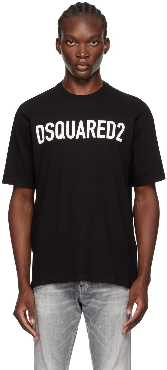 DSQUARED2 Mens Black Brand-print Crewneck Regular-fit Cotton-jersey T-shirt Product Image