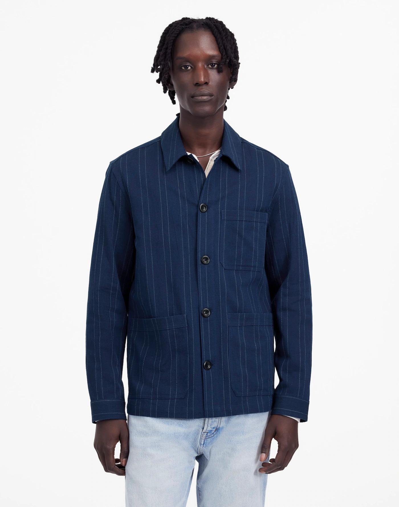 Chore Jacket in Indigo-Dyed Stripe Product Image