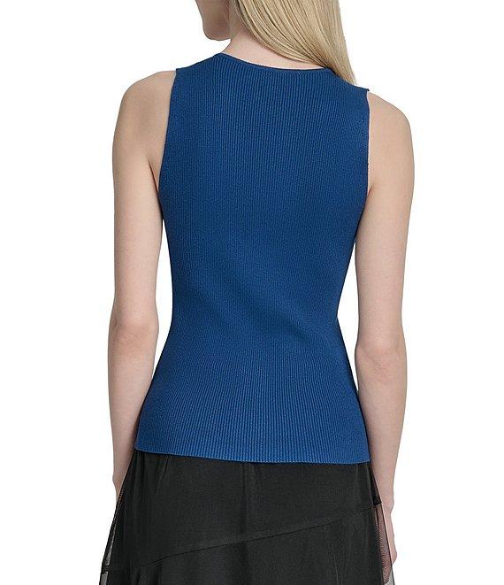 DKNY by Donna Karan V-Neck Sleeveless Zip Front Tank Top Product Image