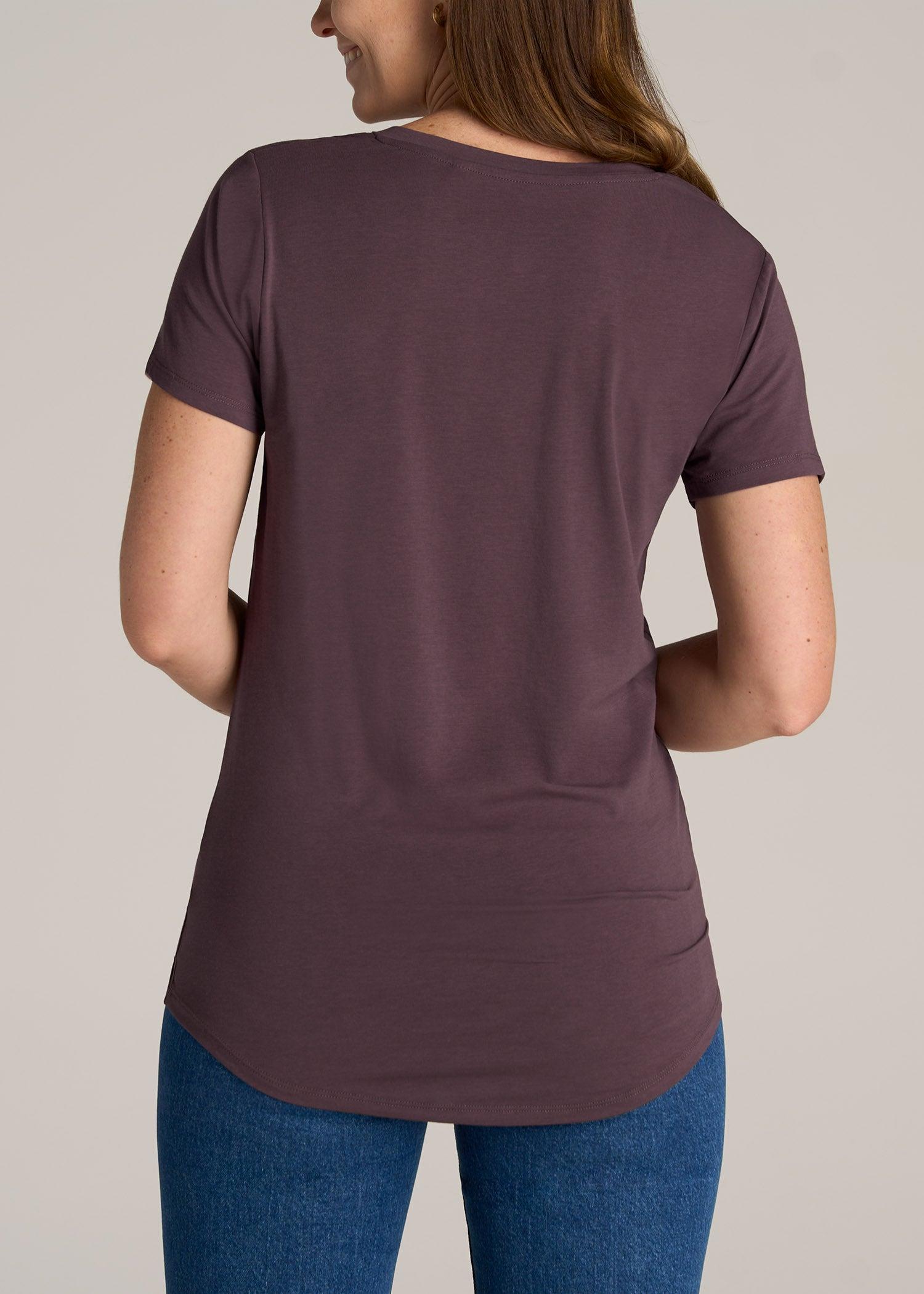 Scoop V-Neck Tee for Tall Women in Merlot Female Product Image