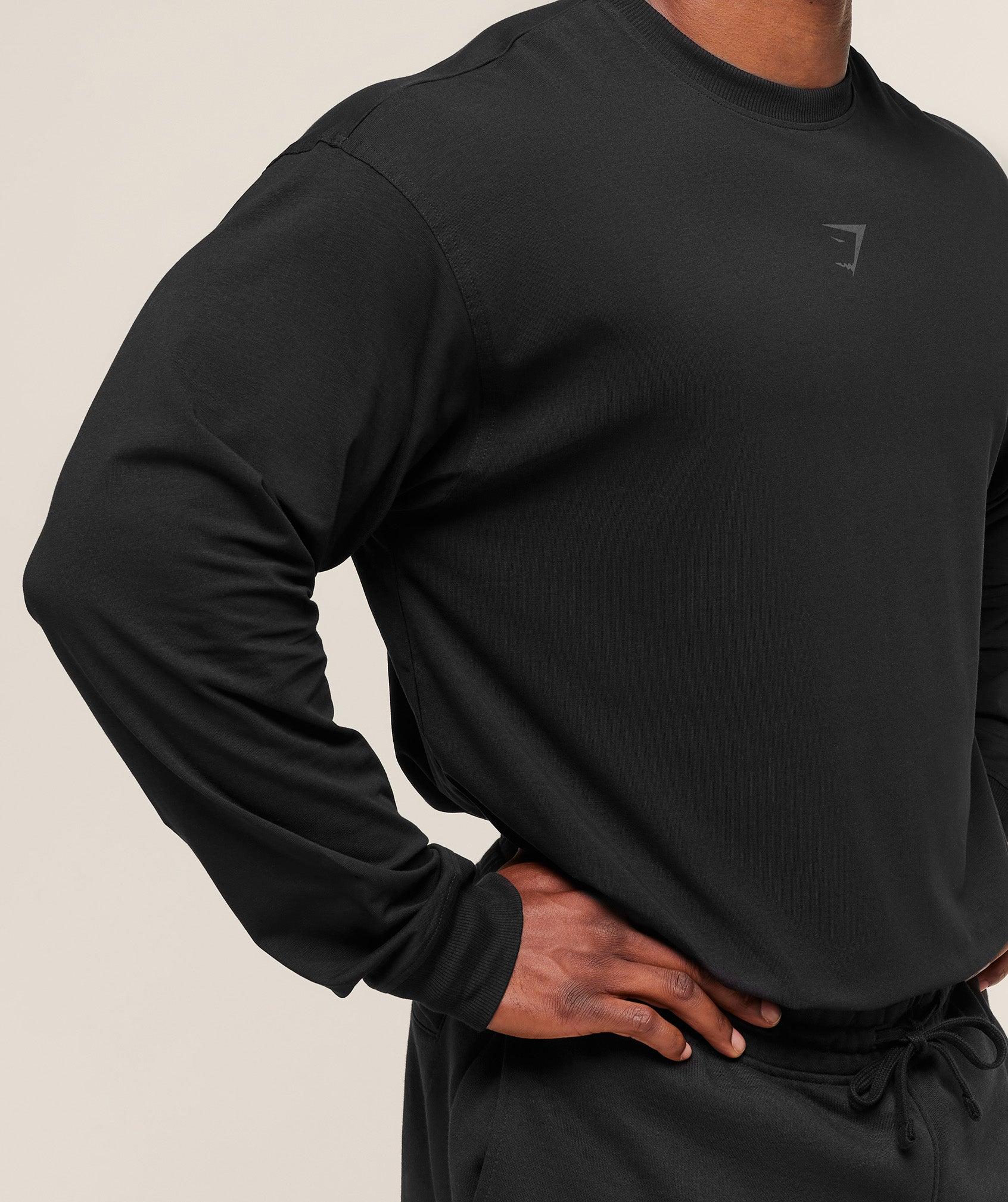 Gymshark Power Long Sleeve T-Shirt - Black/Asphalt Grey Male Product Image
