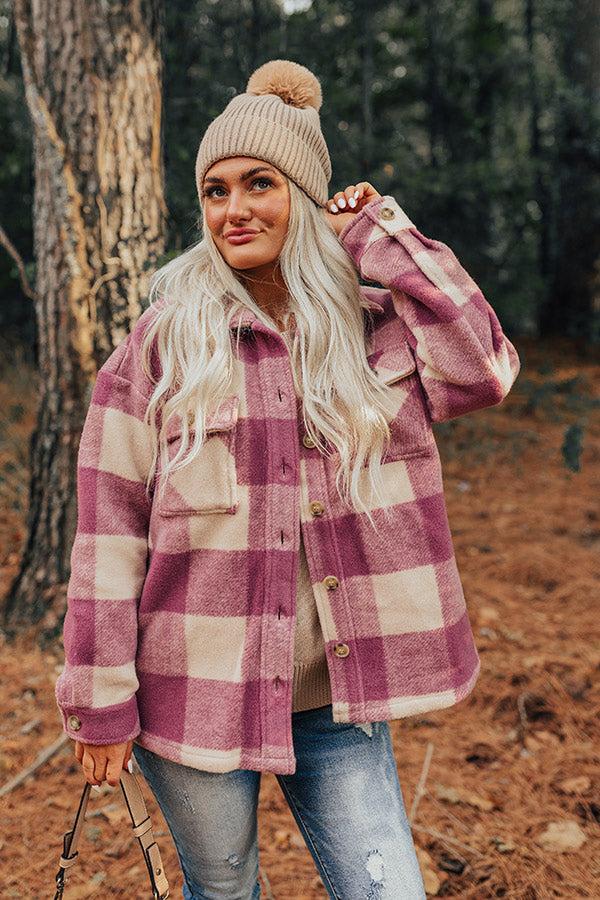 Cozy Paradise Plaid Jacket in Orchid Product Image
