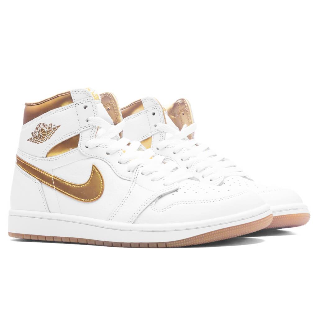 Women's Air Jordan 1 Retro High OG - White/Metallic Gold/Gum Light Brown Female Product Image