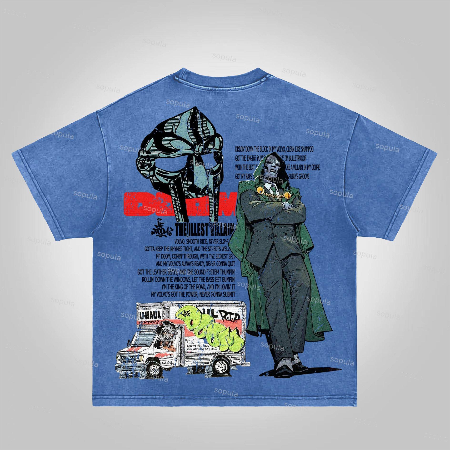 Sopula Vintage The Illest Villain Mf Doom Graphic Print Acid Washed T-Shirt Product Image