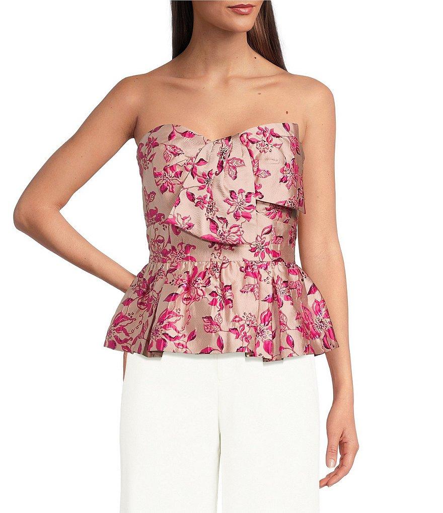 Lilly Pulitzer Kataleya Jacquard Strapless Bow Front Top Product Image