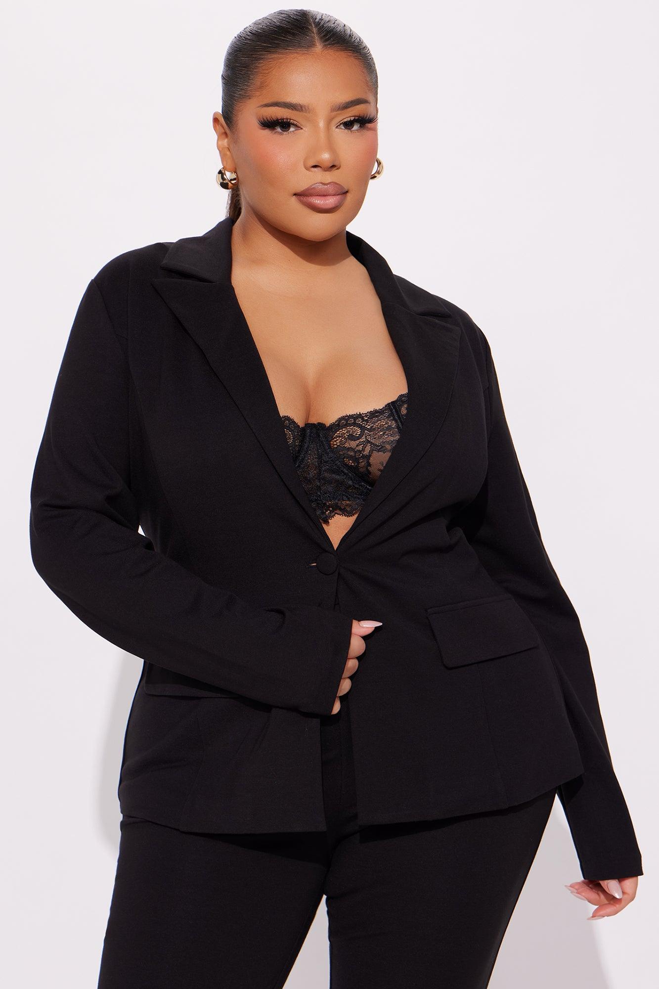 The Mia Double Lined Ponte Blazer Capri Set - Black Product Image