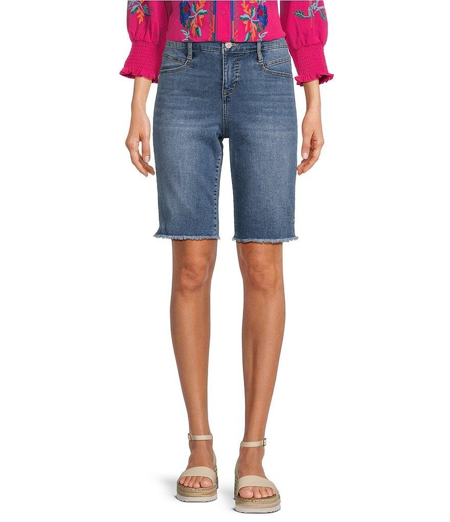 Code Bleu Chelsea High Rise Fray Hem Side Slit Bermuda Shorts Product Image