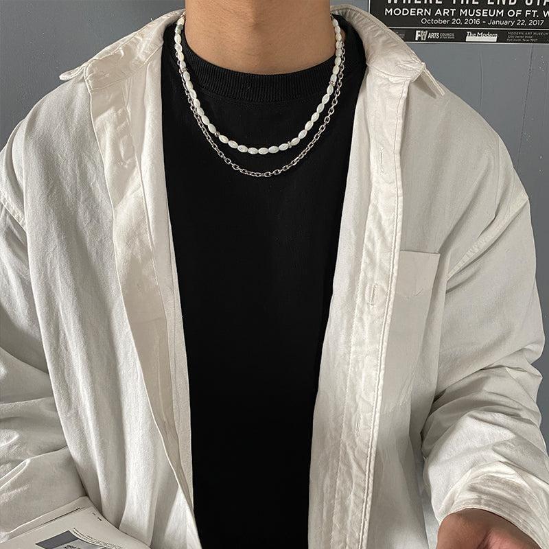 DOUBLE LAYER PEARL CHAIN NECKLACE Product Image