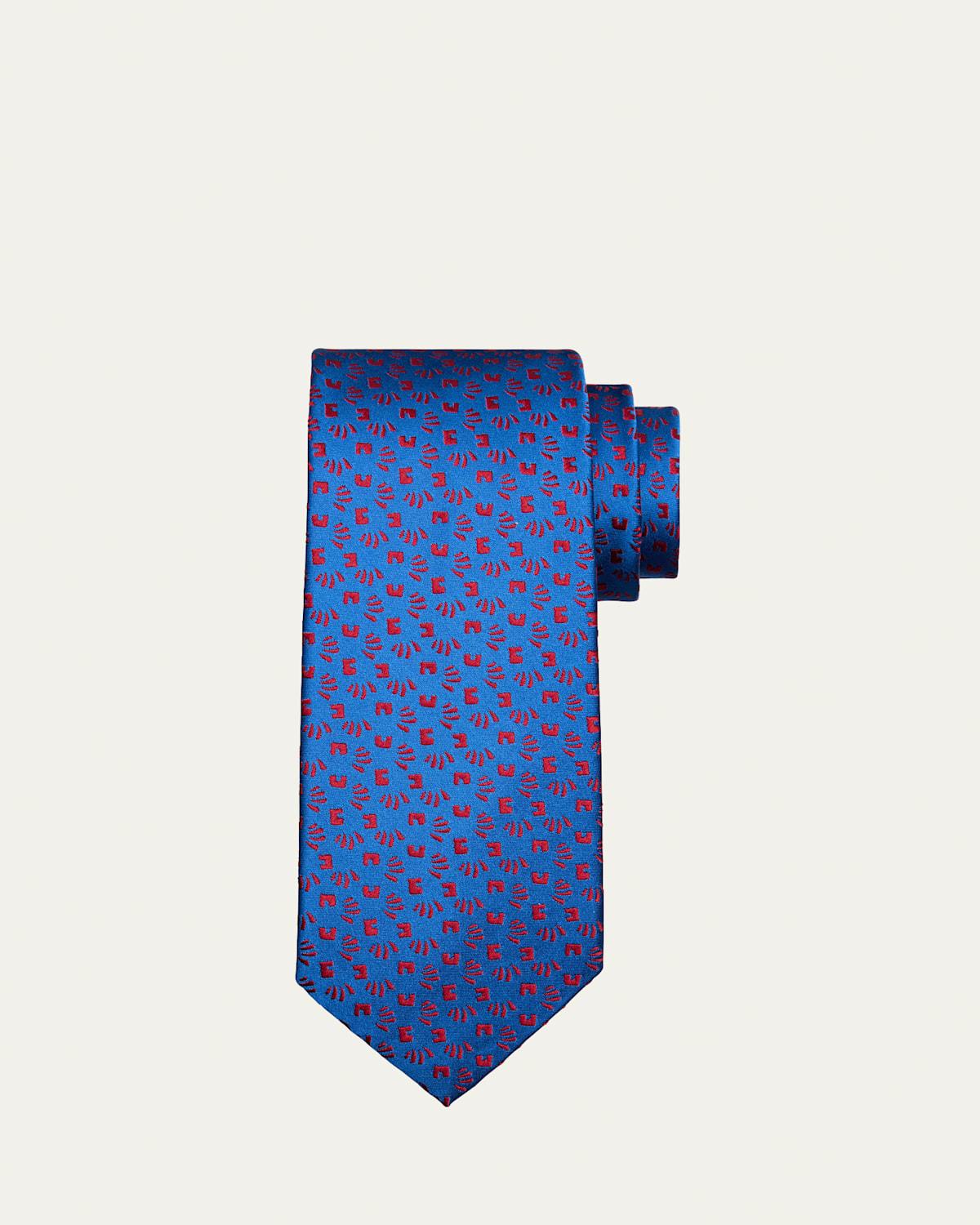 Mens Line-Pattern Silk Tie Product Image