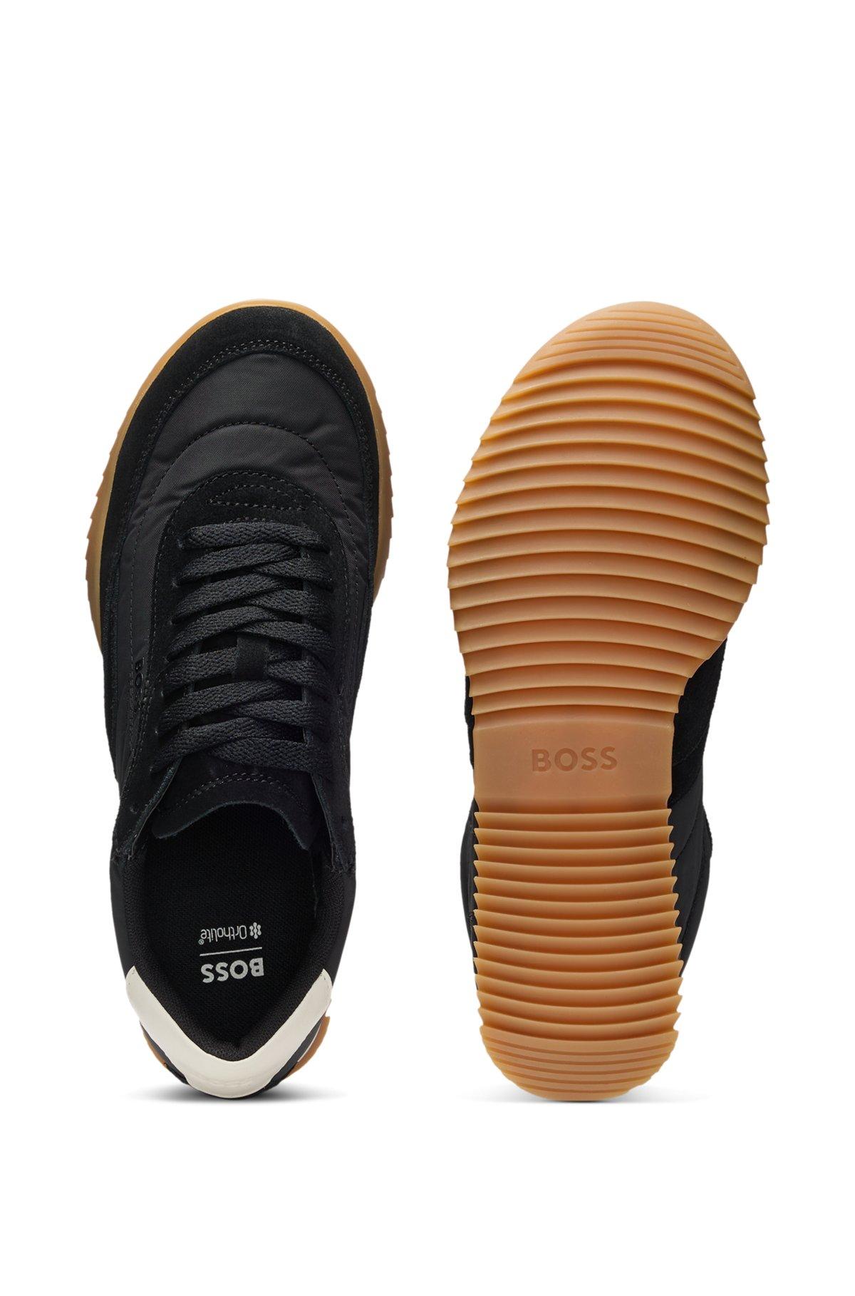 Low-top trainers in fabric and suede Product Image
