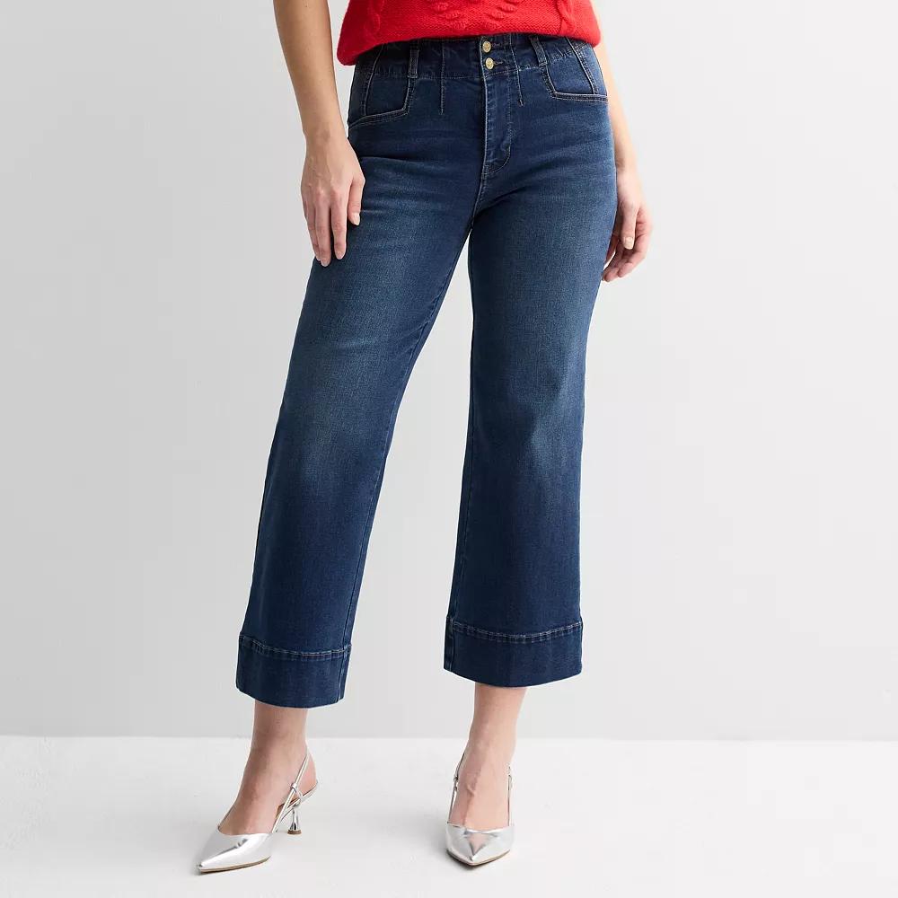 Women's Draper James Wide Leg Denim Trousers, Size: 2, Dark Blue Product Image