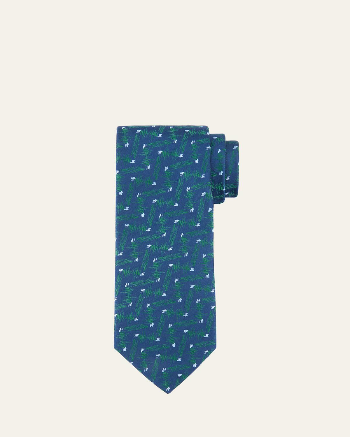 Mens Chevron Dot Silk Tie Product Image