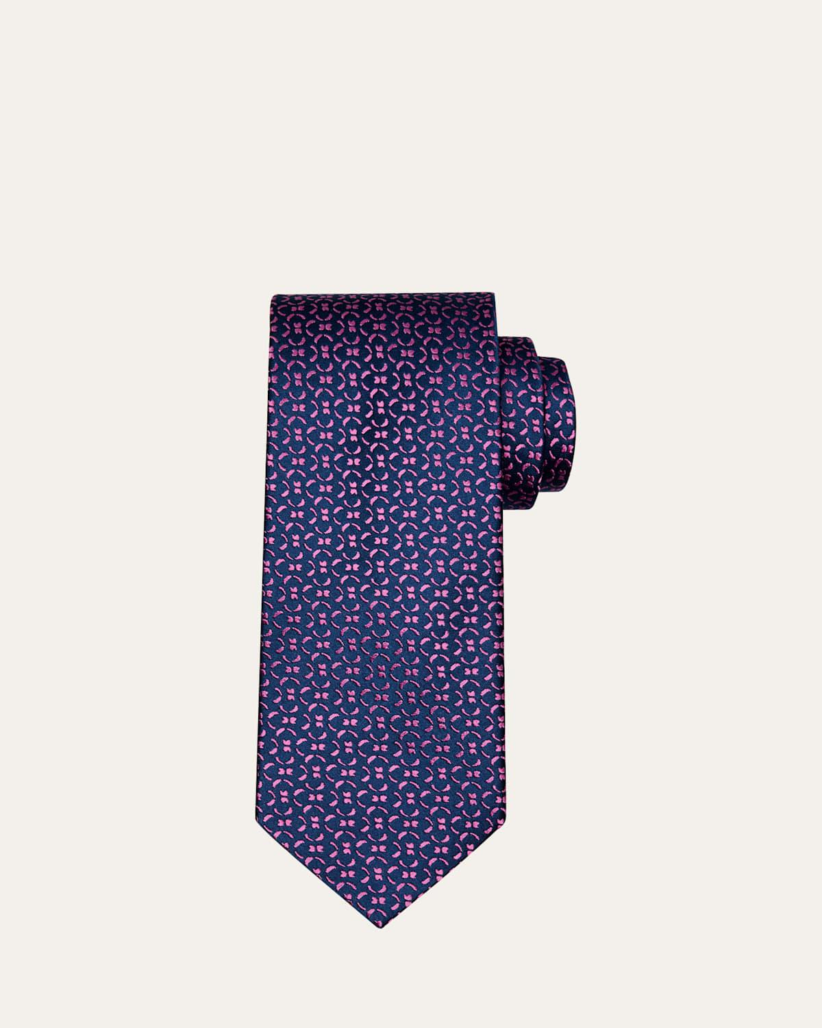 Mens Semi-Circle Woven Silk Tie Product Image