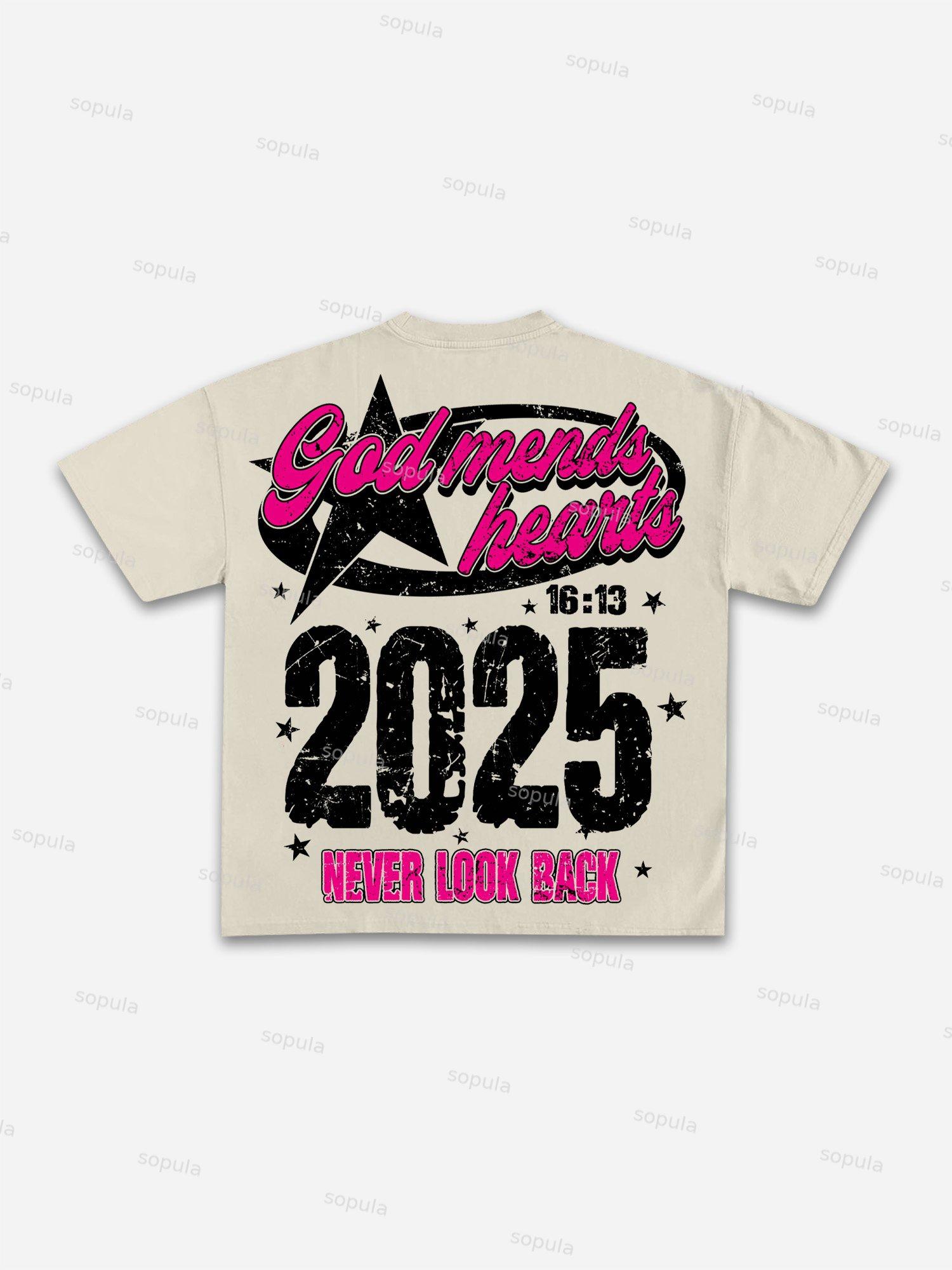 2025 God Mends Hearts Vintage Graphic Cotton T-shirt Product Image
