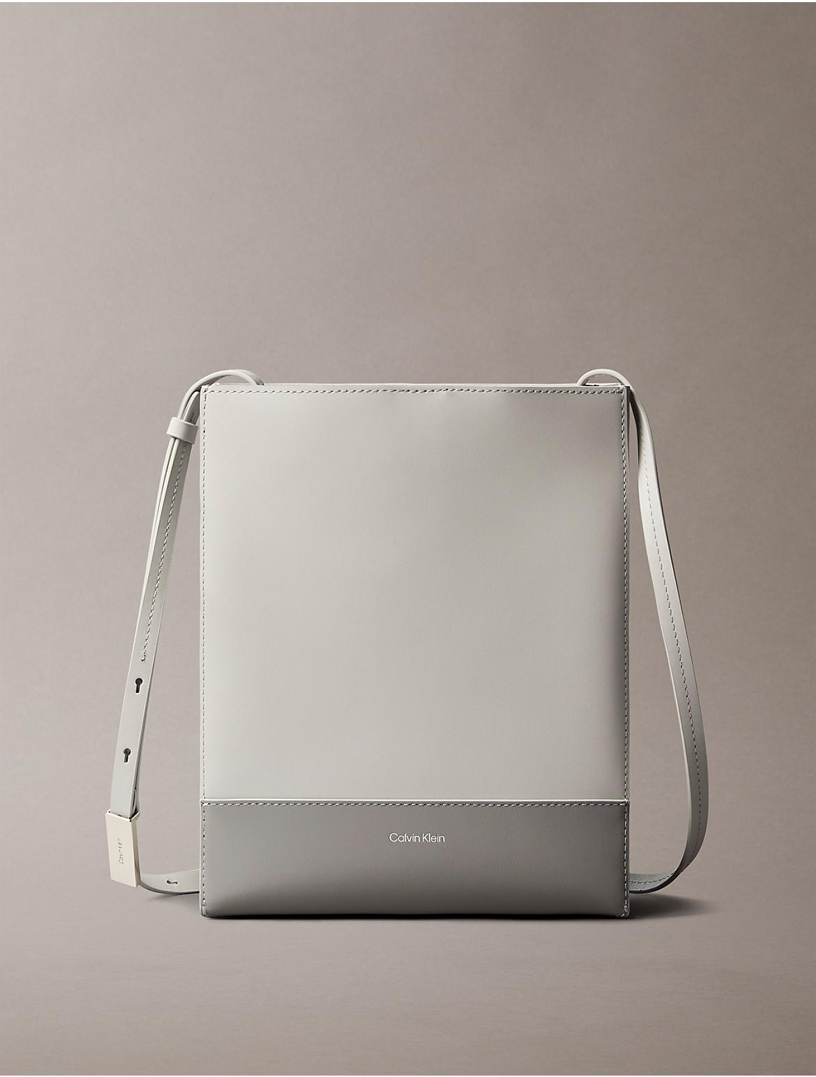 Calvin Klein Womens Line Leather Crossbody Bag - Grey Product Image