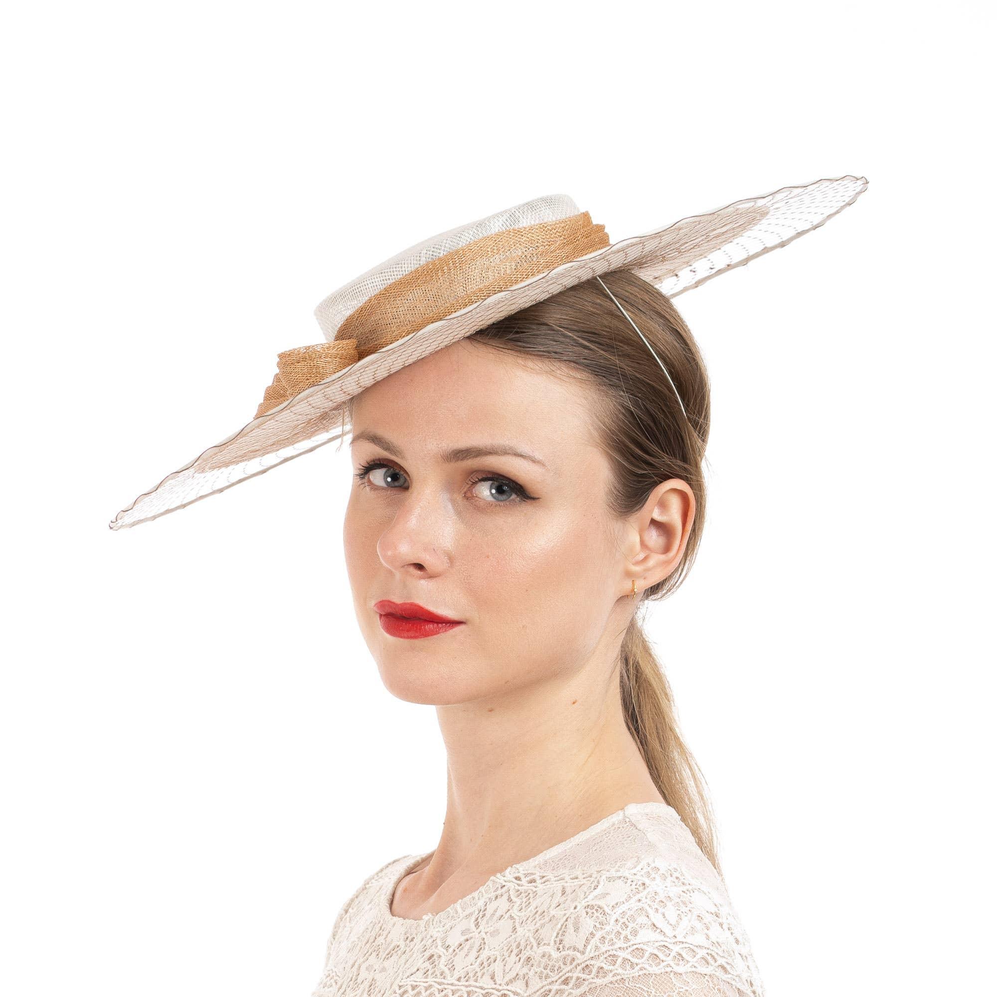 Dual Tone Sinamay Hat and Bow Product Image