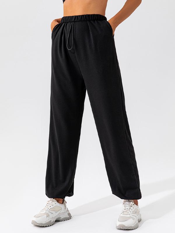 Solid Drawstring Bound Feet Sweatpants Product Image