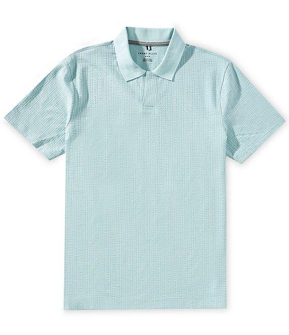 Perry Ellis Seersucker Short Sleeve Polo Shirt Product Image