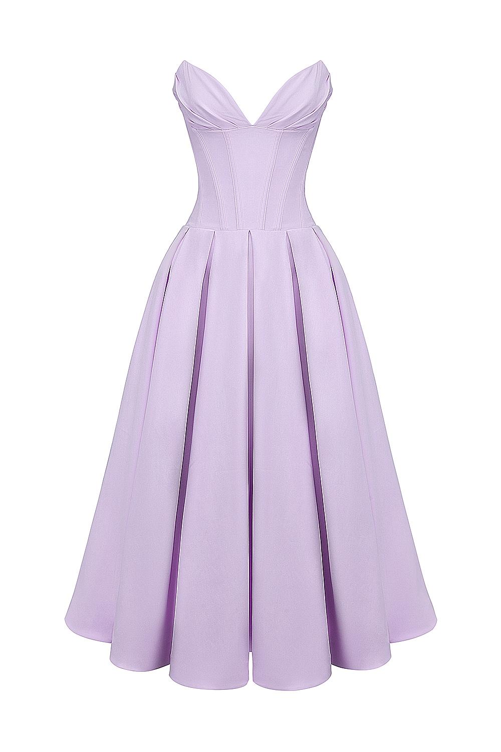 Lady  orchid twill strapless tulle midi dress - sale Product Image