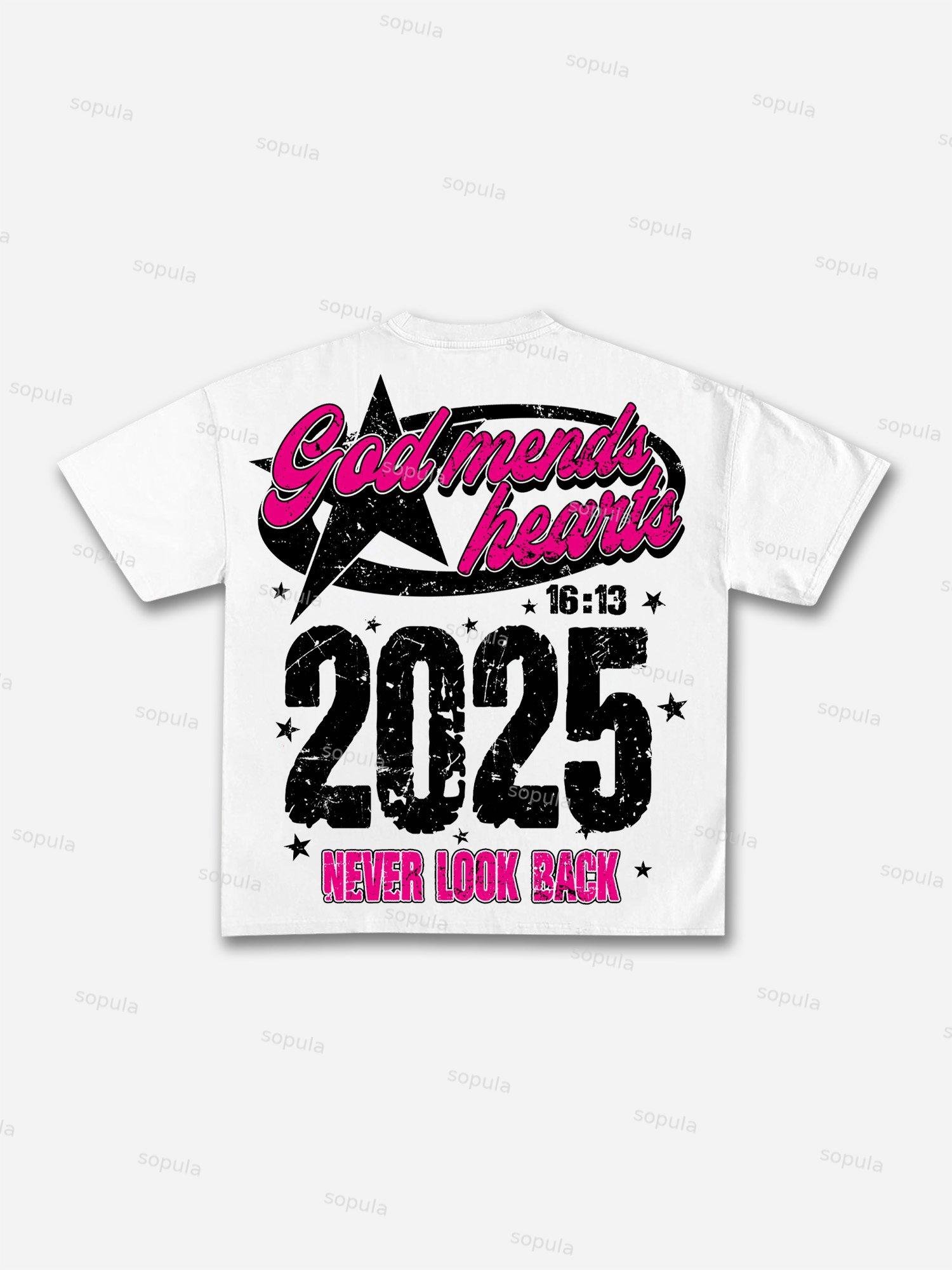 2025 God Mends Hearts Vintage Graphic Cotton T-shirt Product Image