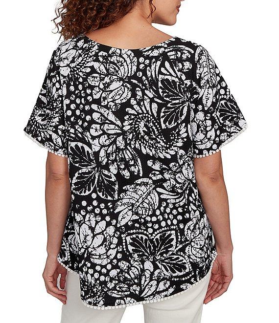 Ruby Rd. Petite Size Paisley Lace Scoop Neck Short Sleeve Top Product Image