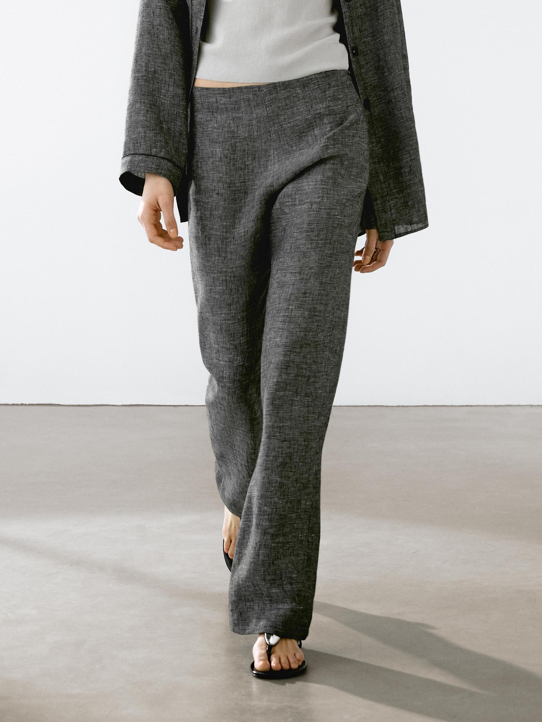 100% linen straight-leg trousers Product Image