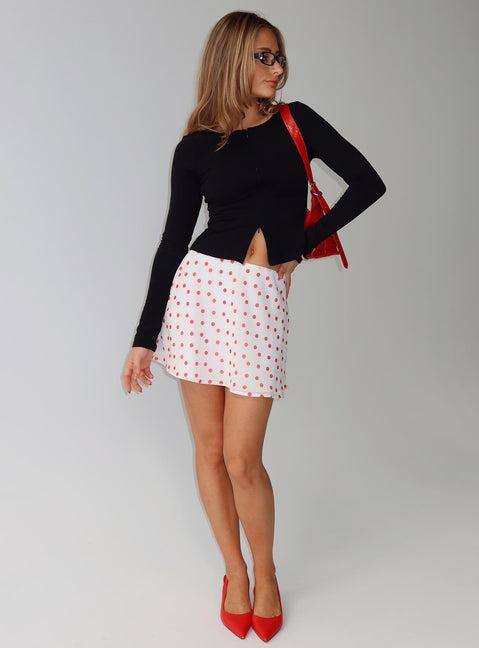 Dapple Bias Mini Skirt White / Red Polka Product Image