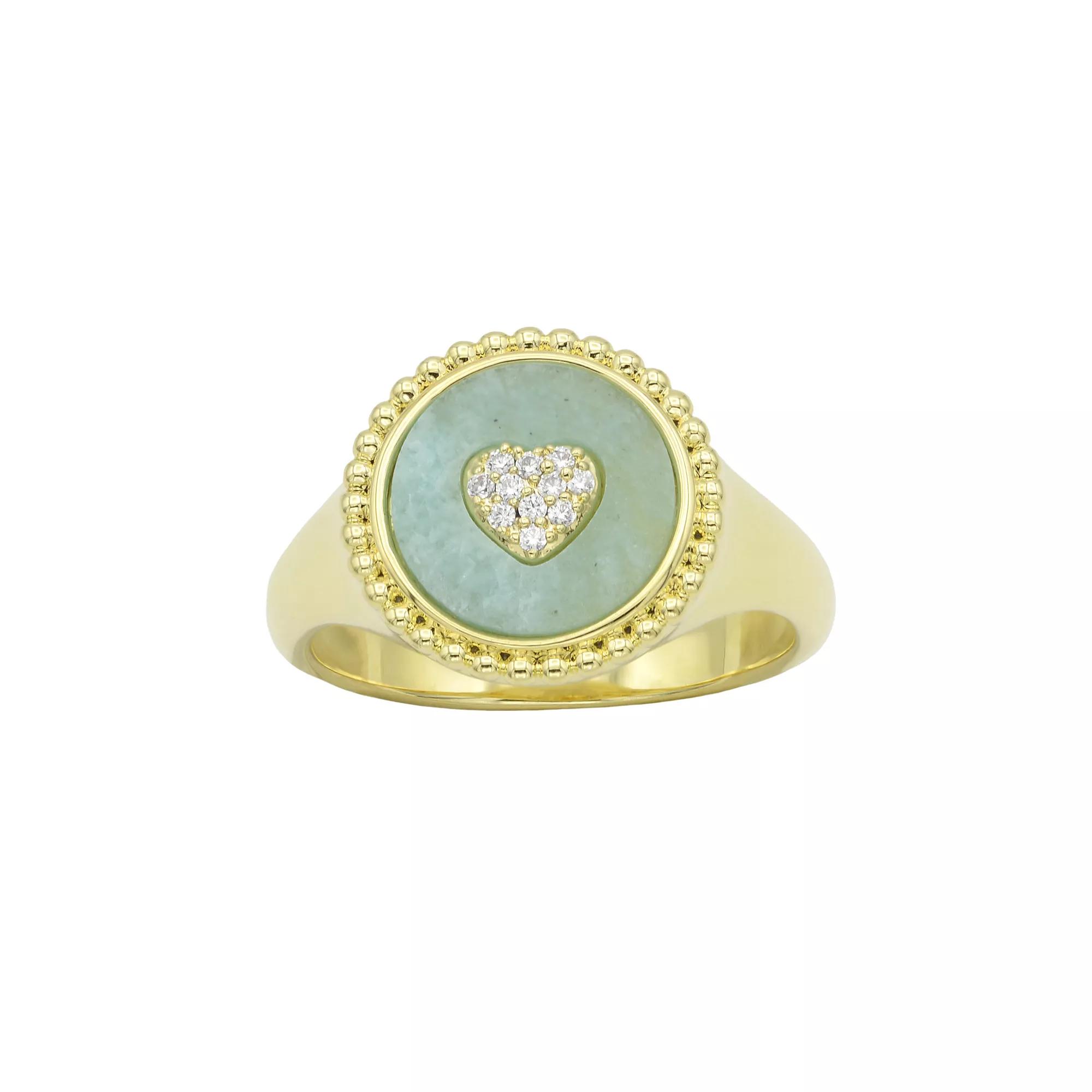 City Luxe Gold Tone Amazonite Heart Ring, Women's, Size: 7 Product Image