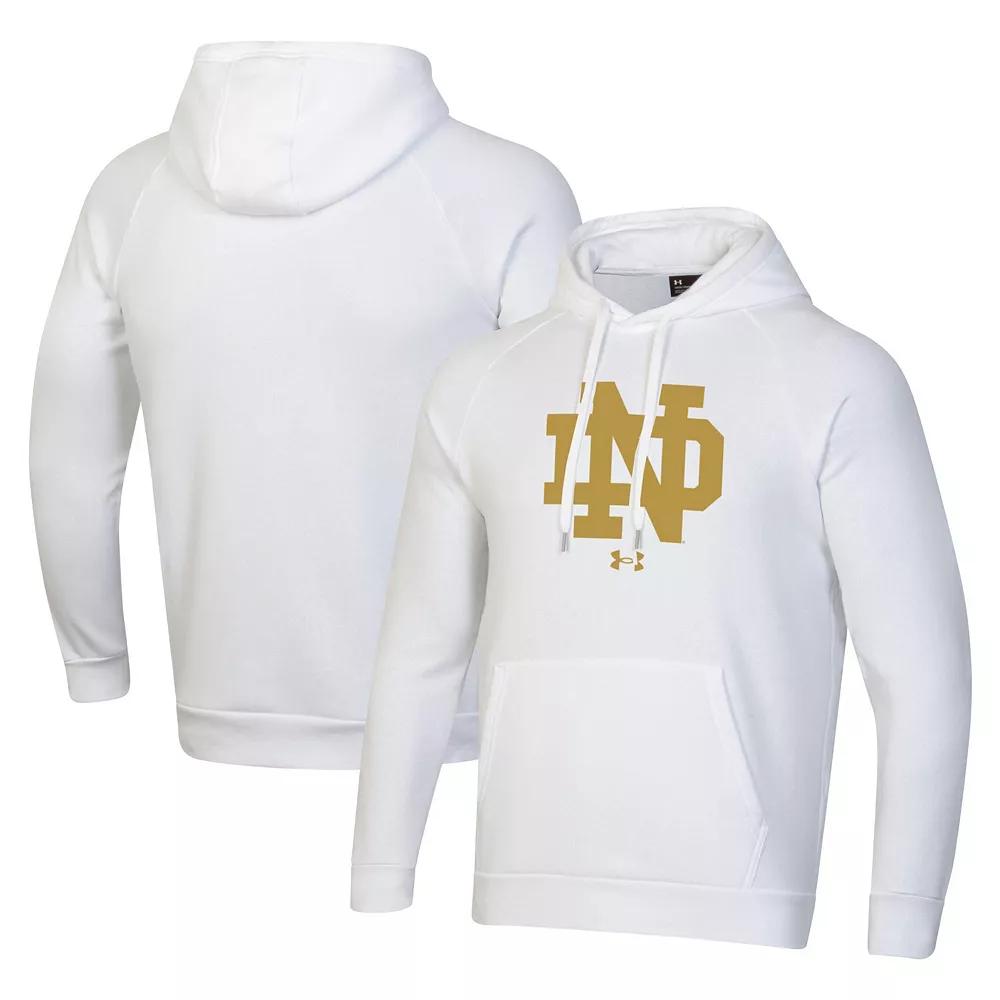 Men's Under Armour White Notre Dame Fighting Irish Interlocking ND Gold Rush Rival Raglan Pullover Hoodie,  Product Image