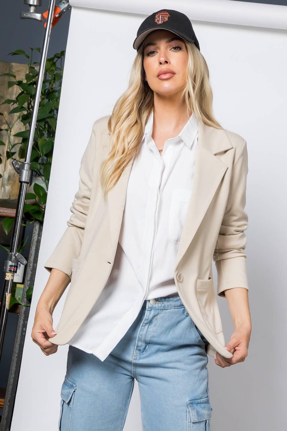 Ponte One Button Pocket Blazer Product Image