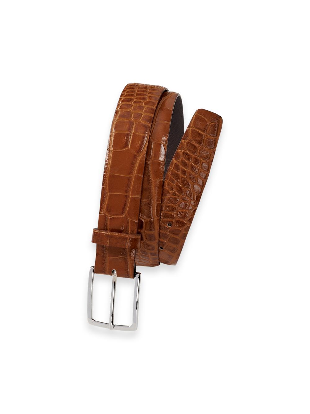 Crocodile Embossed with Changeable Buckle Belt - Brandy Product Image