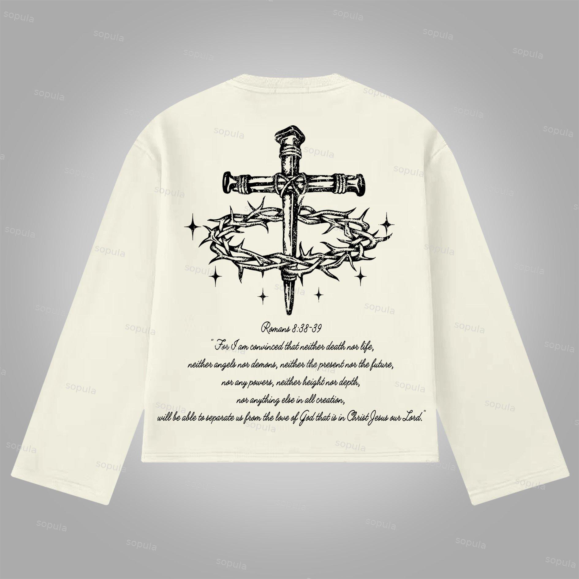 Sopula Jesus Portrait Cross Bible Graphic Print Cotton Long Sleeve T-Shirt Product Image
