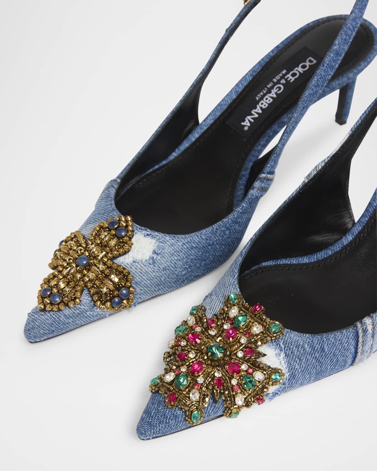 Cross Denim Slingback Pumps Product Image