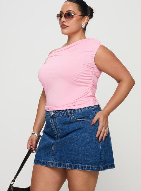Nickei Denim Mini Skirt Mid Wash Curve Product Image