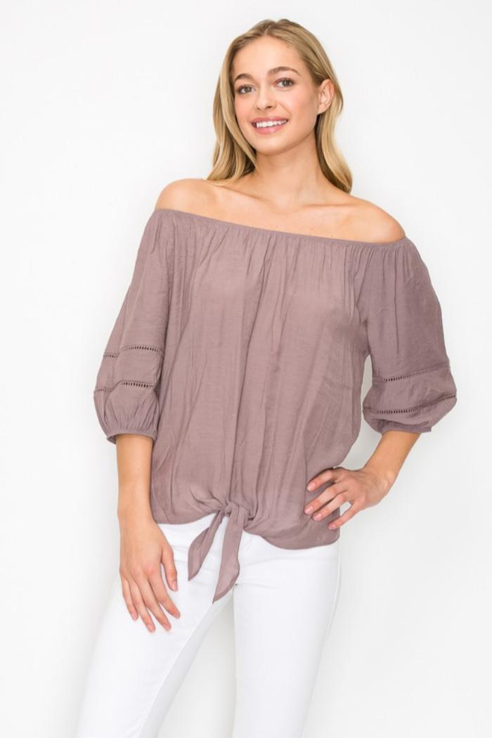 Tie Front Off Shoulder Top Product Image