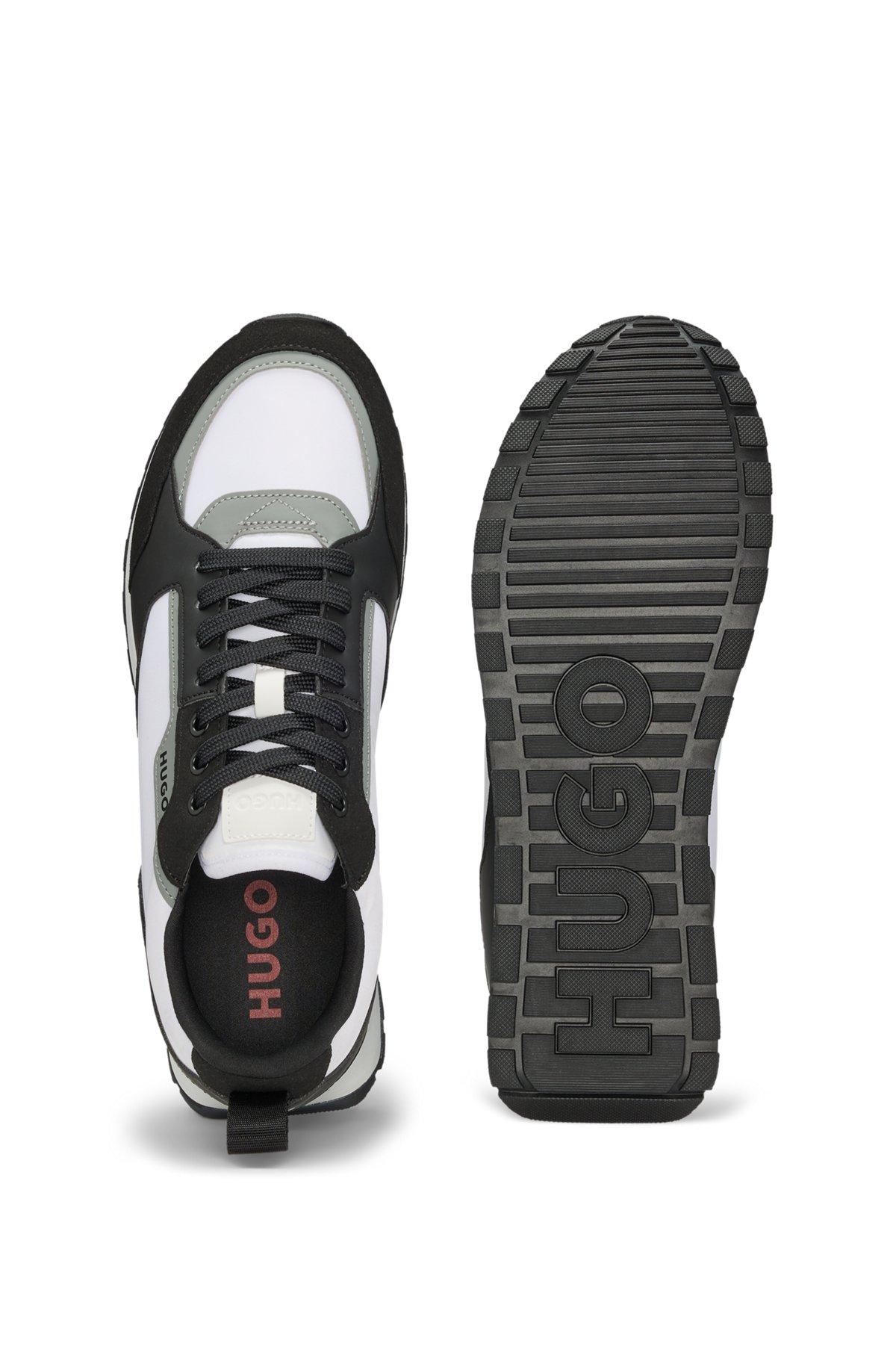 HUGO - Mixed-material trainers with branded accents - Dark Grey Product Image