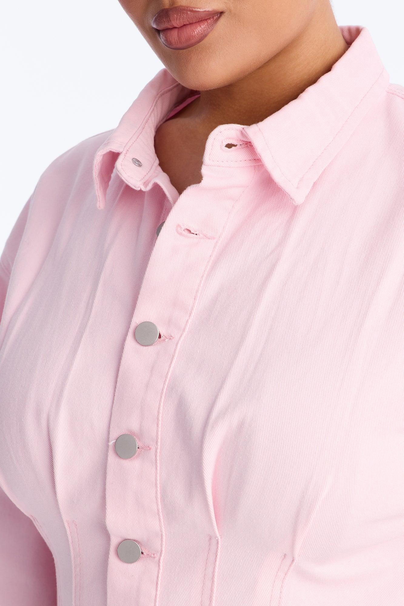 Alessandra Denim Mini Dress - Light Pink Female Product Image